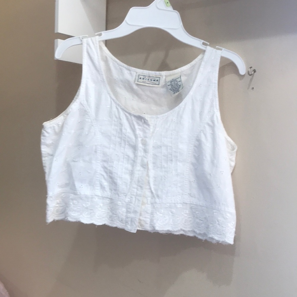 white button down cropped tank top